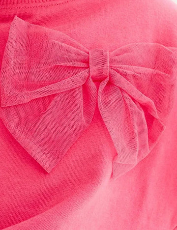 Solid Color Bow Sweatshirt Set